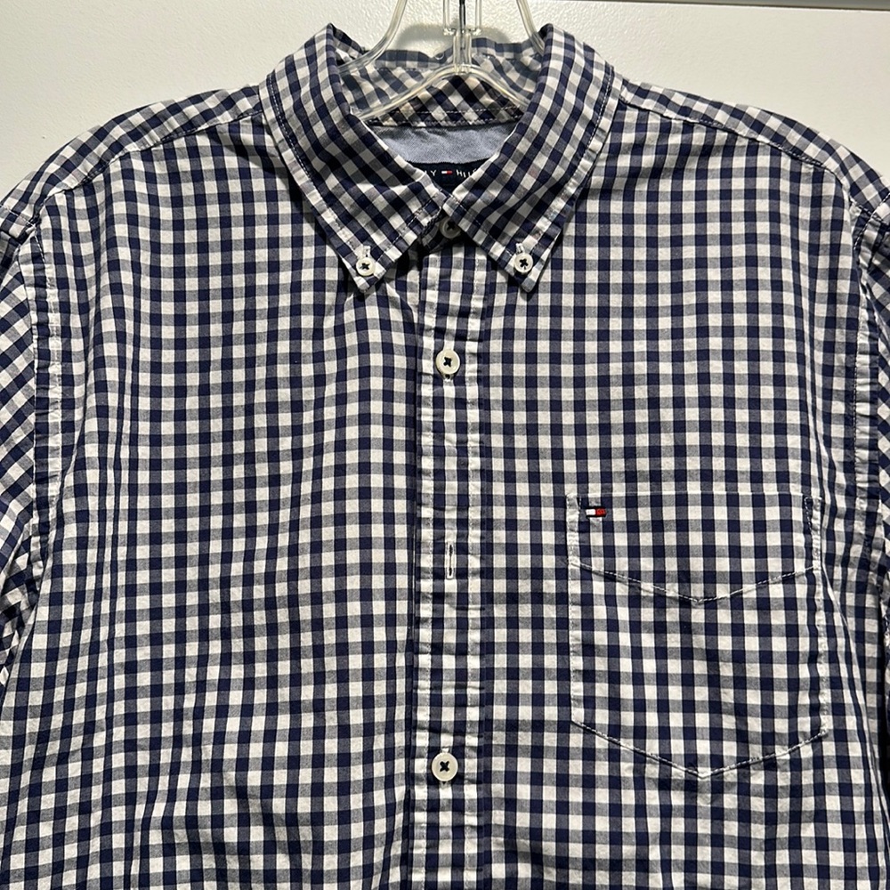 Tommy Hilfiger navy blue gingham dress shirt